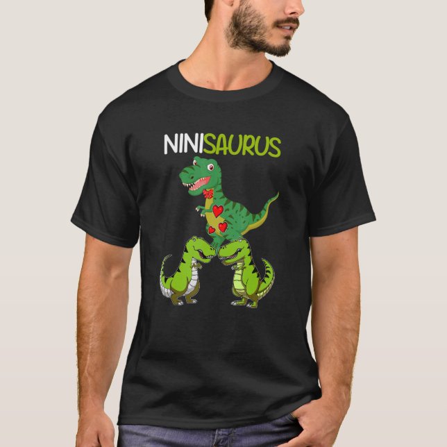 Vintag Retro 2 Kinder Ninisaurus Dinosaurier T-Shirt (Vorderseite)