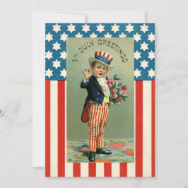 Vintag Retro 4. Juli USA Young Uncle Sam Feiertagskarte