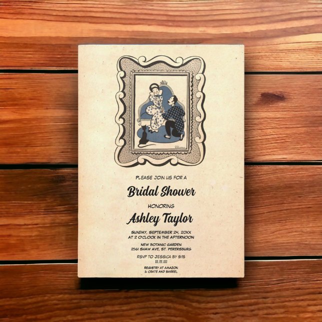 Vintag Retro 50er Romantisches rustikales Brautpar Einladung (Von Creator hochgeladen)