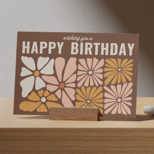 Vintag Retro 60er Floral Happy Birthday Card Karte