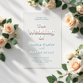 Vintag Retro 70er Groovy Moderne Hochzeit Acryleinladungen