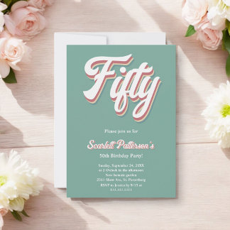 Vintag Retro 70er Groovy Trendy 50. Geburtstag Einladung