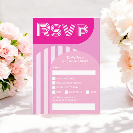 Vintag Retro 70er Hot Rosa Bogen Hochzeit rsvp Einladung
