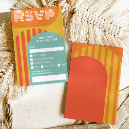 Vintag Retro 70er terracotta arch wedung rsvp Einladung