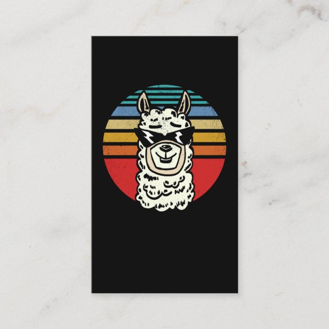 Vintag Retro Alpaca Llama Visitenkarte (Vorderseite)