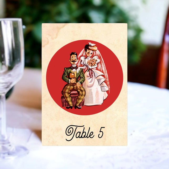 Vintag Retro Alte Brauerei Comic Rustikale Hochzei Tischnummer (Von Creator hochgeladen)