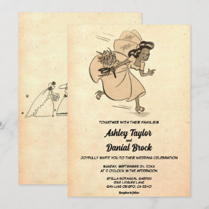 Vintag Retro Alte Braut 50er Rustikale Hochzeit Einladung