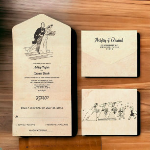 Vintag Retro Alte Coupé Pop Kunst, Dichtung und Mu All In One Einladung