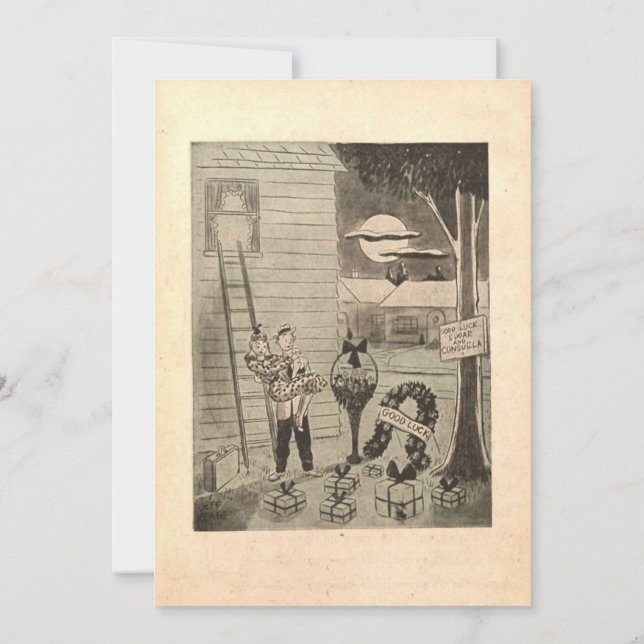 Vintag Retro Alte romantische Ehepaar Rustikale Ho Einladung (Rückseite)