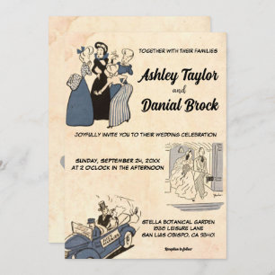 Vintag Retro Alte stilvolle Moderne 50er Comic Hoc Einladung