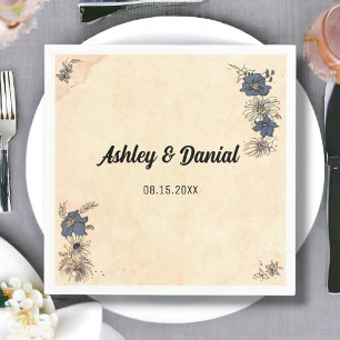 Vintag Retro Alte Wasserfarbe Blumenstrauß Rustika Serviette