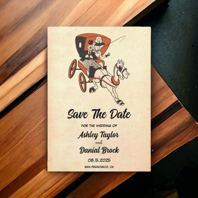 Vintag Retro Alter 50er Rustikale Hochzeit speiche Einladung (Von Creator hochgeladen)