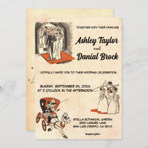 Vintag Retro Alter Pop Rustikale Hochzeit Einladung