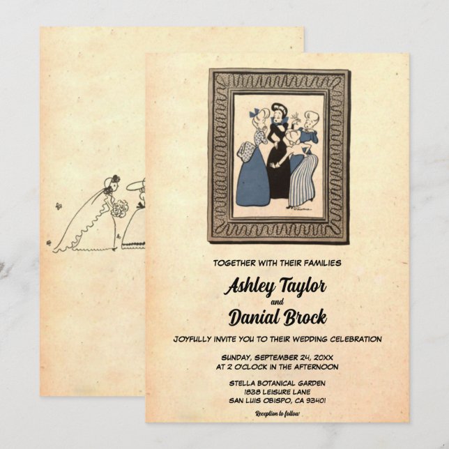 Vintag Retro Altes Comic Buch Rustikale Hochzeit Einladung (Vorne/Hinten)