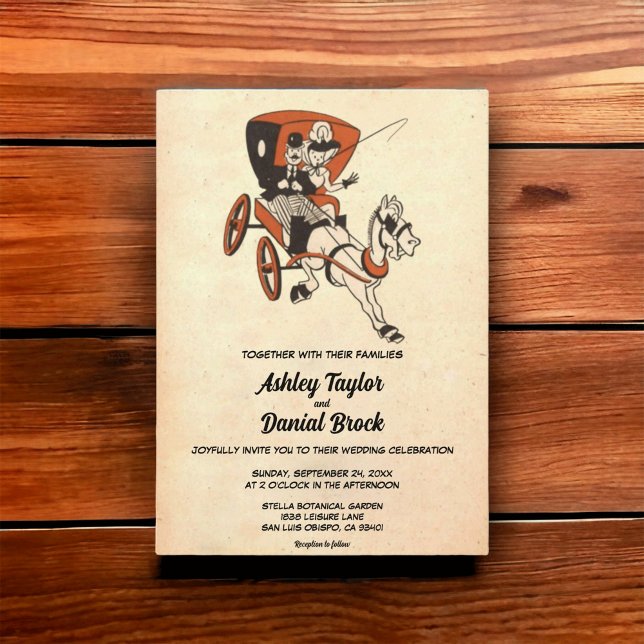 Vintag Retro Altes rustikales Paar Stilvolle Hochz Einladung (Von Creator hochgeladen)