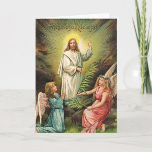 Vintag Retro Art Polnisches Ostern Wesołego Allelu Feiertagskarte