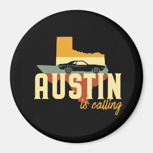 Vintag Retro Austin Texas TX USA City Map Magnet