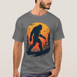 Vintag Retro Bigfoot Sasquatch mit Sonnenuntergang T-Shirt