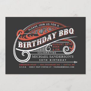 Vintag Retro Birthday GRILLEN Einladungen