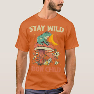 Vintag Retro Bleibe Wild Moon Child Frog Pilz H T-Shirt