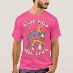 Vintag Retro Bleibe Wild Moon Child Frog Pilz H T-Shirt
