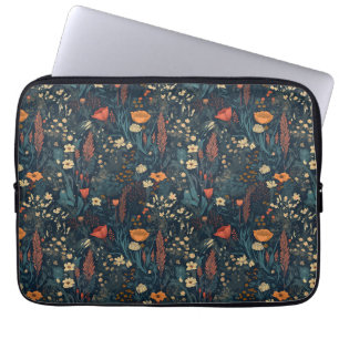 Vintag, Retro, blumenreich, Feld der Wildblumen Laptopschutzhülle