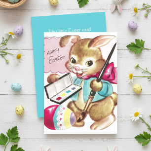 Vintag Retro Bunny Painting Custom Happy Oaster Feiertagskarte