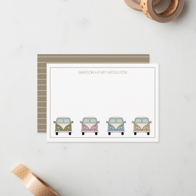 Vintag Retro Camper Personalisiert Mitteilungskarte (Vorderseite/Rückseite Beispiel)