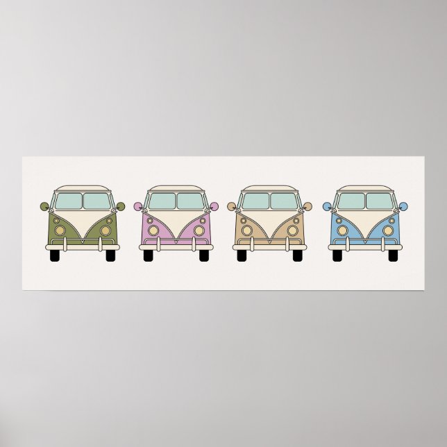 Vintag Retro Camper Van Buses Poster (Vorne)