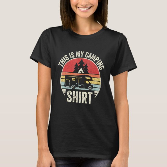 Vintag Retro Camping Trailer Camper Van T-Shirt (Vorderseite)