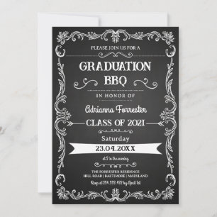 Vintag Retro Chalkboard Abschluss GRILLEN Einladun Einladung