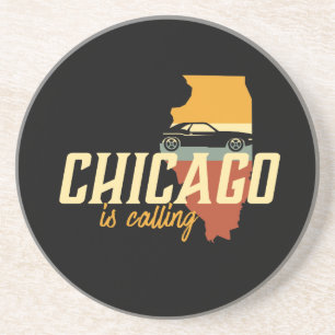 Vintag Retro Chicago Illinois USA City Map Getränkeuntersetzer