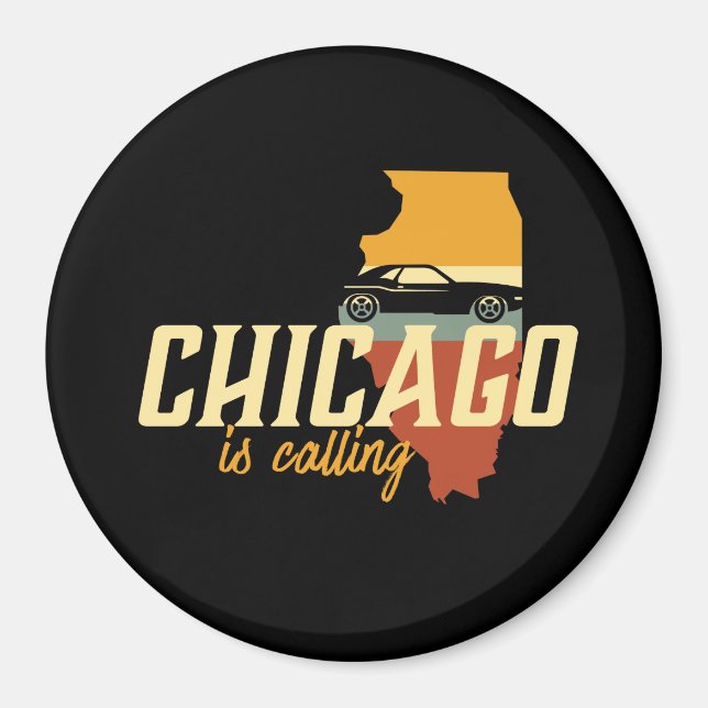 Vintag Retro Chicago Illinois USA City Map Magnet (Vorne)