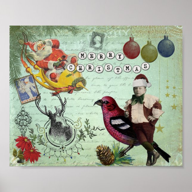 Vintag Retro Christmas Collage Poster (Vorne)