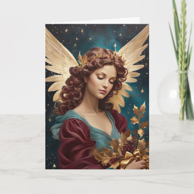 Vintag Retro Christmas Engel Karte (Vorderseite)