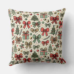 Vintag Retro Christmas Polka Dots Bows Muster Kissen