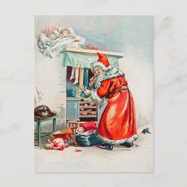 Vintag Retro Christmas Postkarte (Vorderseite)