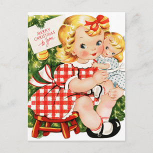 Vintag Retro Christmas Postkarte