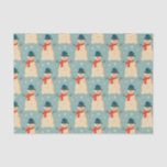 Vintag Retro Christmas Snowman Light Blue Seidenpapier<br><div class="desc">Weihnachtsschneemann</div>