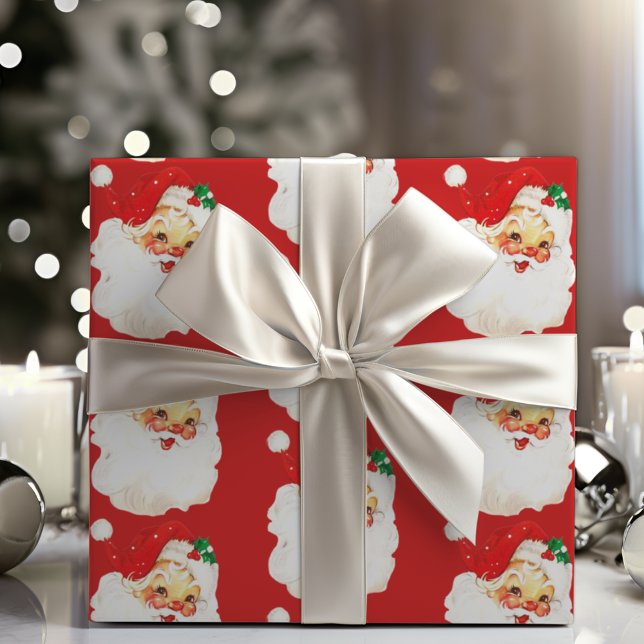 Vintag Retro Classic Weihnachten Geschenkpapier (Vintage Retro Classic Santa Christmas Wrapping Paper)