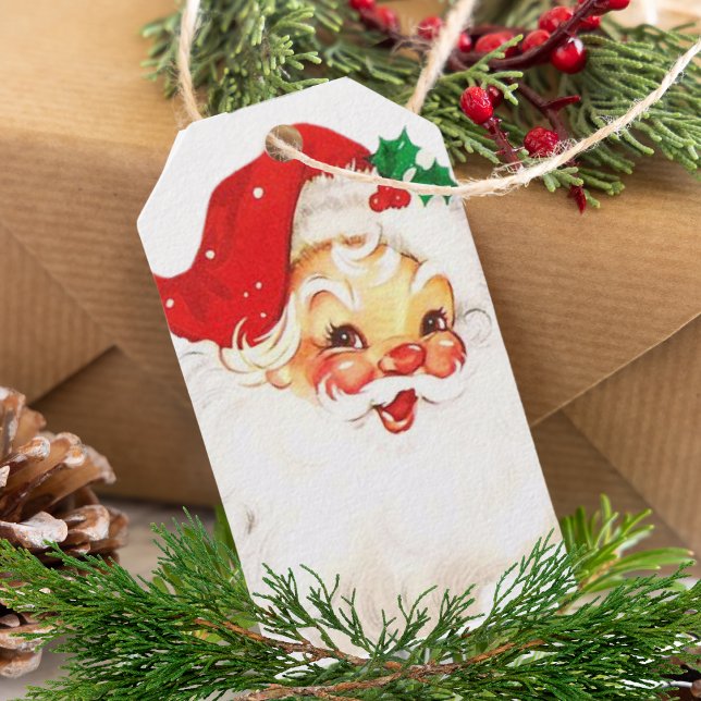 Vintag Retro Classic Weihnachten Personalisiert Geschenkanhänger (Vintage Retro Classic Santa Personalized Christmas Gift Tags)
