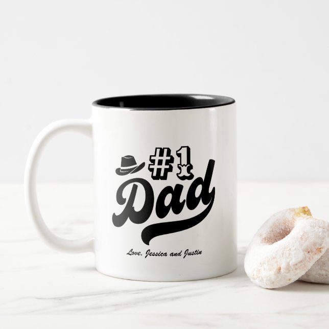Vintag Retro Country Cowboy Vater Vatertag Zweifarbige Tasse (Mit Donut)