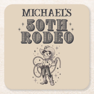 Vintag Retro Cowboy Rodeo 50. Geburtstagsparty Rechteckiger Pappuntersetzer