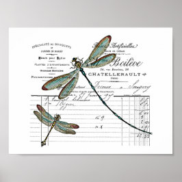 Vintag, Retro Design Frankreich - Libelle, Insekt Poster