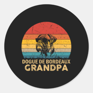 Vintag Retro Dogue De Bordeaux Grandpa Dog Vater F Runder Aufkleber