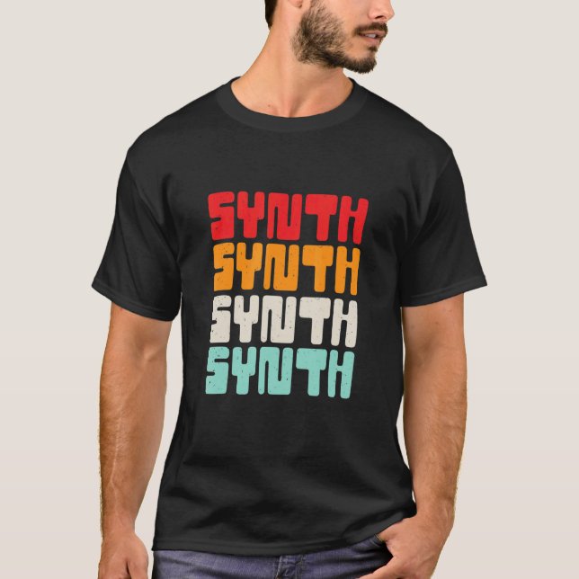 Vintag Retro Electronic Music Synth T-Shirt (Vorderseite)