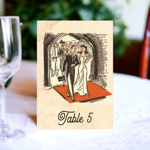 Vintag Retro Elegantes Comic Rustikale Hochzeit Tischnummer