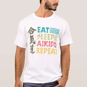 Vintag Retro essen Schlaf Aikido Wiederholung T - T-Shirt