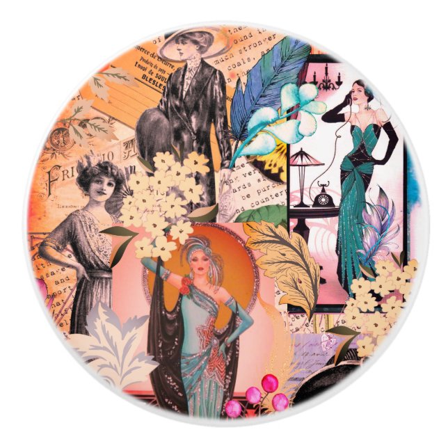 Vintag Retro Fashion Magazine Keramikknauf (Vorderseite)