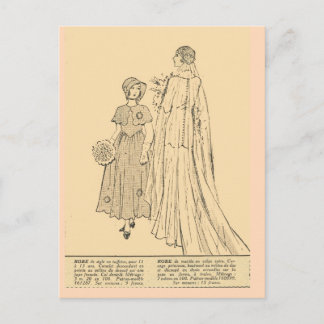 Vintag, Retro Französisch Mode, Bride, 1931 Postkarte